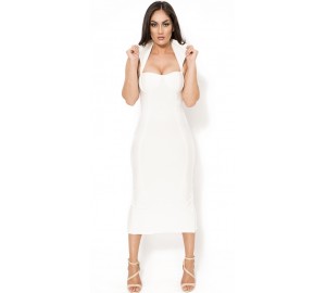 Robe bandage blanc 'Vamp' avec col haut